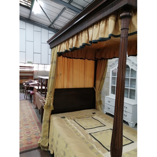 1250 - A Heals mahogany four-poster bed in the Adam style, length 222cm, width 144cm