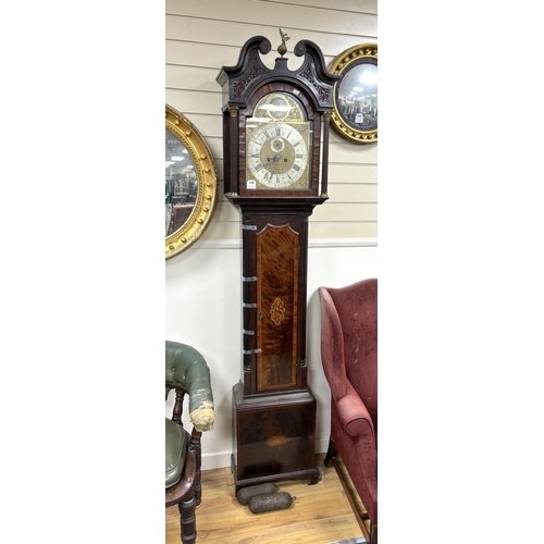 135 - A George III inlaid mahogany longcase clock, marked Patrick Gordon, Edinburgh, height 224cm