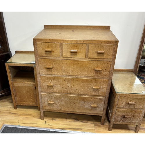 139 - A Heals, London, limed oak six drawer chest, width 76cm, depth 48cm, height 104cm, dressing table an... 