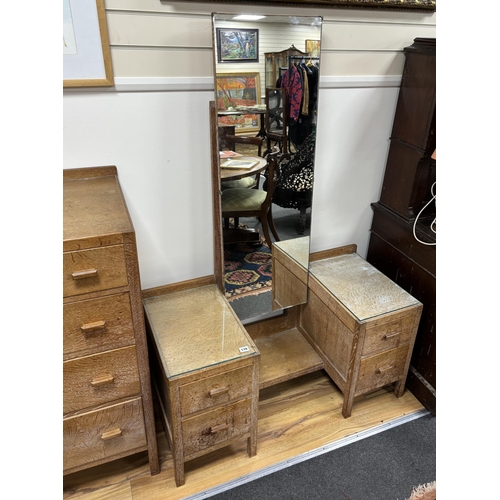 139 - A Heals, London, limed oak six drawer chest, width 76cm, depth 48cm, height 104cm, dressing table an... 