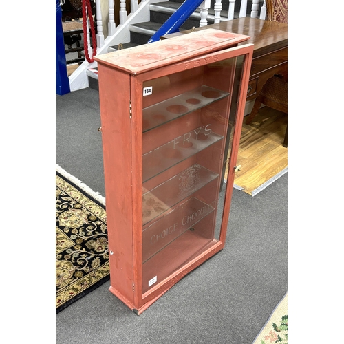 154 - A Frys 'Choice Chocolate' display cabinet, later painted, width 54cm, depth 17cm, height 93cm