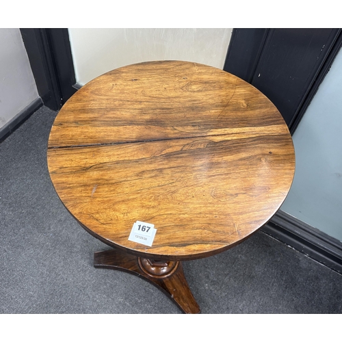 167 - A Victorian rosewood circular occasional table, diameter 46cm, height 67cm