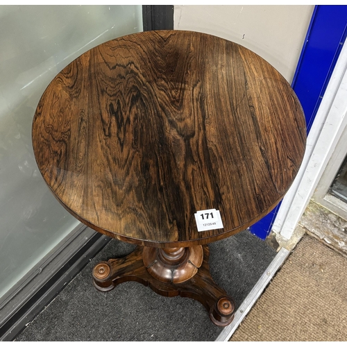 171 - A William IV circular rosewood occasional table with twist stem, diameter 50cm, height 71cm