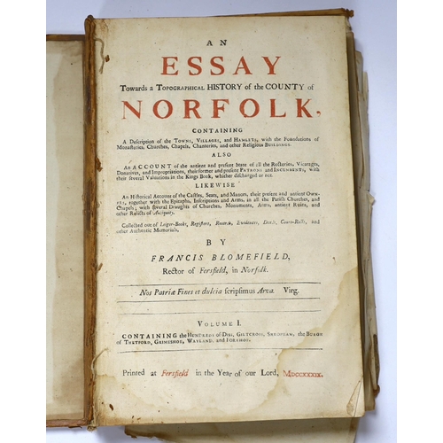 265 - ° ° Blomefield, Rev. Francis - Essay towards a Topographical History of the County of Norfolk. First... 