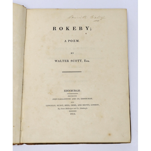 279 - ° ° Scott, Sir Walter - Rokeby; a Poem. First Edition. half title, 2 advert. leaves; contemp. gilt d... 