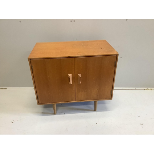 34 - A mid century Stag teak two door low cabinet, width 76cm, depth 43cm, height 70cm