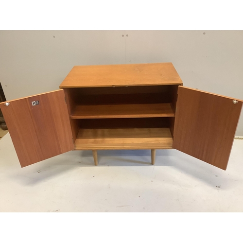 34 - A mid century Stag teak two door low cabinet, width 76cm, depth 43cm, height 70cm