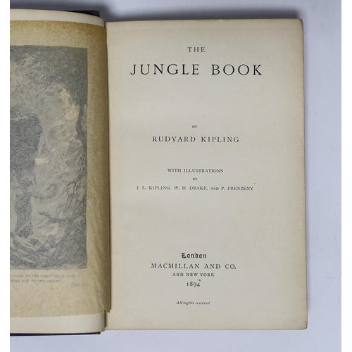 341 - ° ° Kipling, Rudyard - The Jungle Book. First Edition. frontis., num. full page and other illus. (by... 