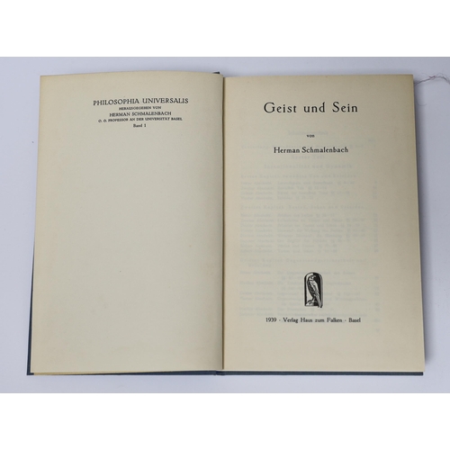 348 - ° ° Schmalenbach, Herman - Geist und Sein. First Edition. inscribed by author; publisher's cloth. Ba... 