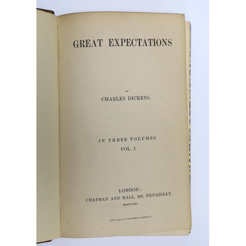 392 - ° ° Dickens, Charles - Great Expectations, 3 vols, 1st edition in book form, 1st issue with no editi... 