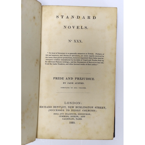 393 - ° ° Austen, Jane - Pride and Prejudice, A Novel [Standard Novels series , vol. XXX], 8vo, red morocc... 