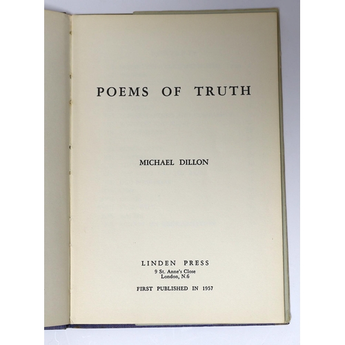 394 - ° ° Dillon, Michael - Poems of Truth, 1st edition, 8vo, purple cloth lettered gilt, in a unclipped d... 