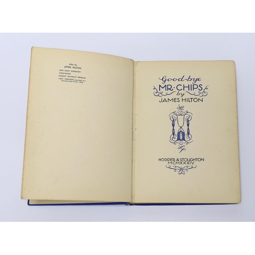 399 - ° ° Hilton, James - Good-bye Mr. Chips, 1st edition, SIGNED in ink by the author to front free endpa... 