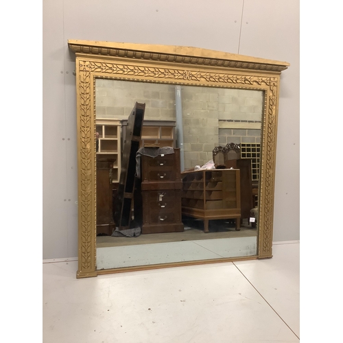 4 - A Victorian giltwood and composition overmantel mirror, width 156cm, height 154cm