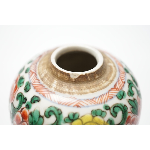 431 - A Chinese wucai ovoid jar, Shunzhi/Kangxi period, 11cm