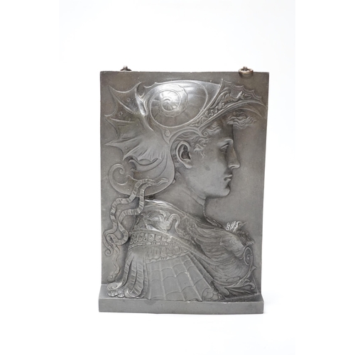 435 - After Verrocchino, a spelter relief plaque, 19cm high