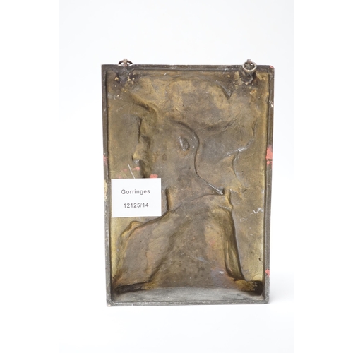 435 - After Verrocchino, a spelter relief plaque, 19cm high