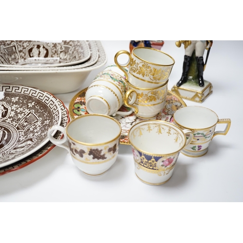 447 - A group of Copeland Spode classical printed dishes and sundry ceramics including Staffordshire... 