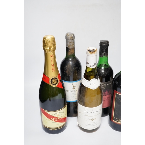 449 - Five various bottles of wine to include Chateau La Tour St. Bonnet 1972, Vouvray 1989, Domaine La Gr... 