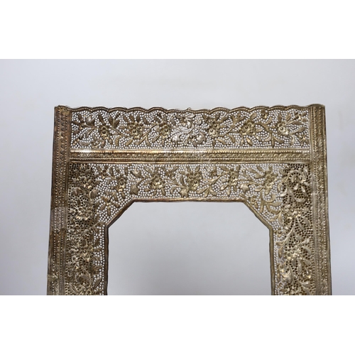 455 - An Indian metal photo easel frame, 37 x 25cm total