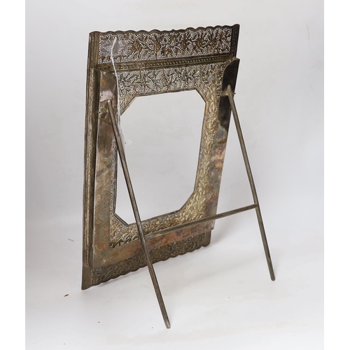 455 - An Indian metal photo easel frame, 37 x 25cm total