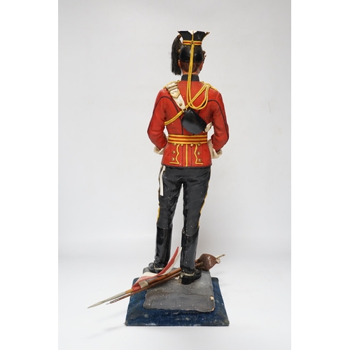 456 - A painted plaster figure of a lancer, 48cm