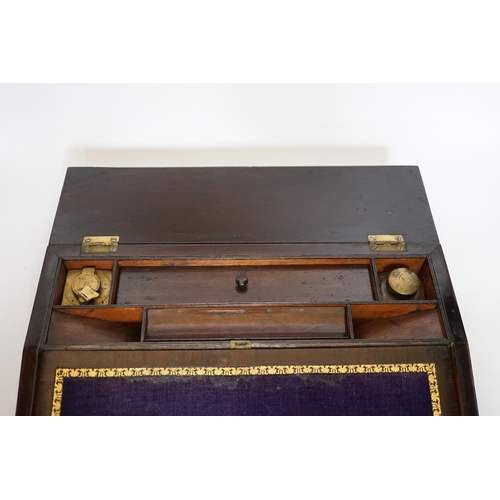 462 - A Victorian mother of pearl inlaid rosewood writing slope, 35.5cm wide