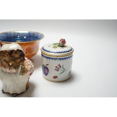 476 - Two Wedgwood lustre bowls, a Vasart type glass bowl and two other items comprising Beatrix potter fi... 