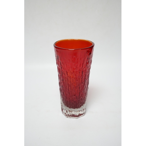 479 - Geoffrey Baxter for Whitefriars, a ruby red cooling tower vase, 18cm high