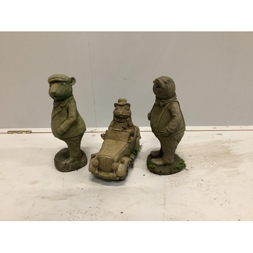 48 - A trio of Wind in The Willows simulated stone figures, largest height 31cm