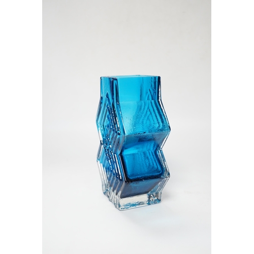 484 - A Geoffrey Baxter for Whitefriars double diamond vase in kingfisher blue, 16cm high