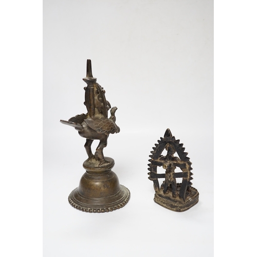 486 - An 18th century Indian bronze figure of Garuda and an 18th century Indian Bronze statue of Shiva Yog... 