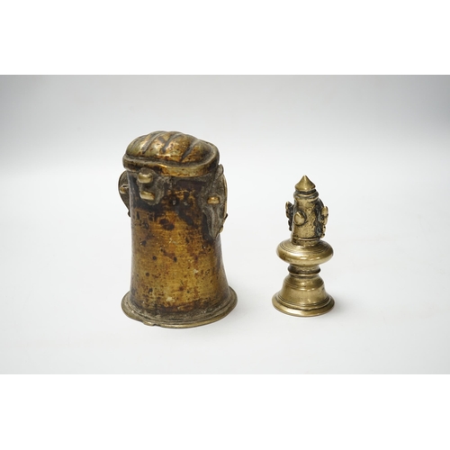 488 - Two brass alloy Shiva Mukhalingam, Southern India, 16th-18th century Provenance: acquired on travels... 