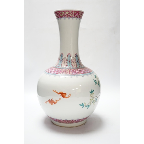 515 - A Chinese famille rose bottle vase, 39cm