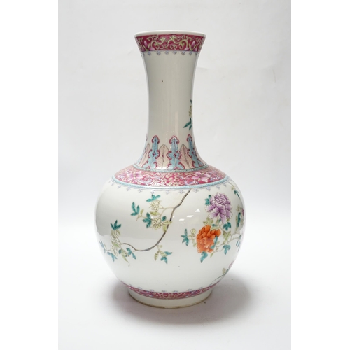 515 - A Chinese famille rose bottle vase, 39cm