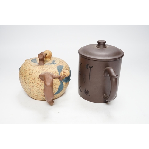 520 - Two Chinese Yixing pottery teapots, one Republic period, tallest 12.5cm