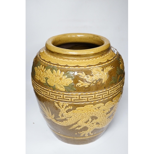 522 - A large Chinese brown glazed stoneware vase, 38cm