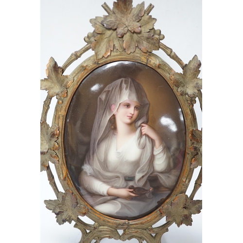 537 - A framed KPM style porcelain plaque, late 19th century