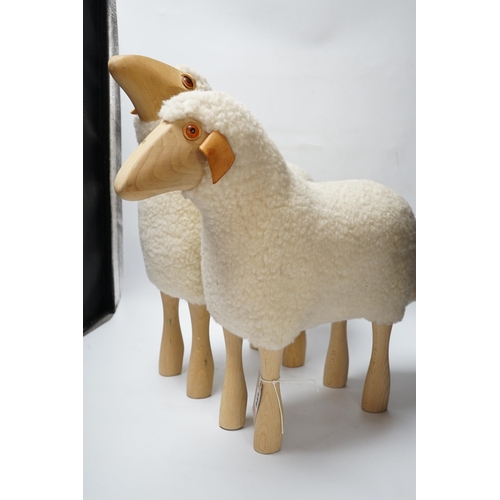 547 - A pair of Hanns Peter Krafft for Mayr wool sheep models, 1970's, tallest 50cm