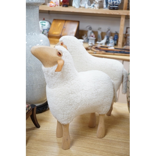 547 - A pair of Hanns Peter Krafft for Mayr wool sheep models, 1970's, tallest 50cm