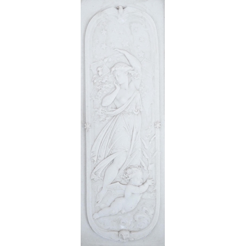 553 - An ornate framed reconstituted stone frieze, 42 x 23cm