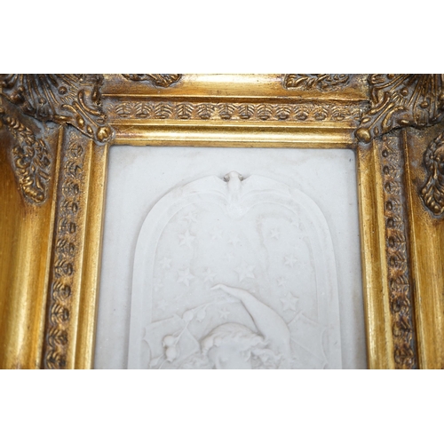 553 - An ornate framed reconstituted stone frieze, 42 x 23cm