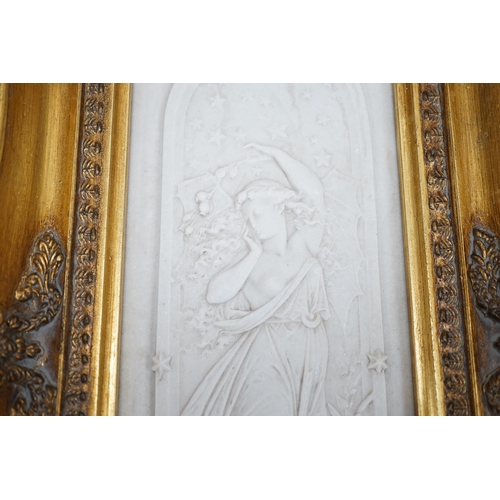 553 - An ornate framed reconstituted stone frieze, 42 x 23cm