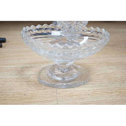 559 - Ten cut glass items including; four pedestal bowls and covers, two oval, pedestal dishes, a two oval... 