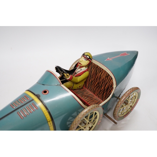 639 - A modern Paya clockwork tinplate Bugatti racing car, 47cm