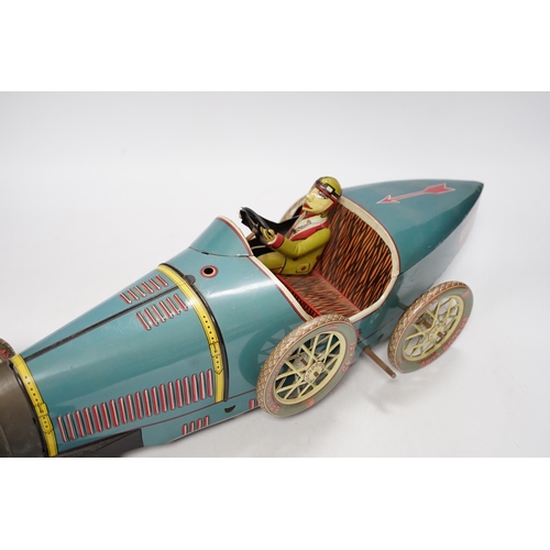 639 - A modern Paya clockwork tinplate Bugatti racing car, 47cm