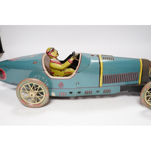 639 - A modern Paya clockwork tinplate Bugatti racing car, 47cm