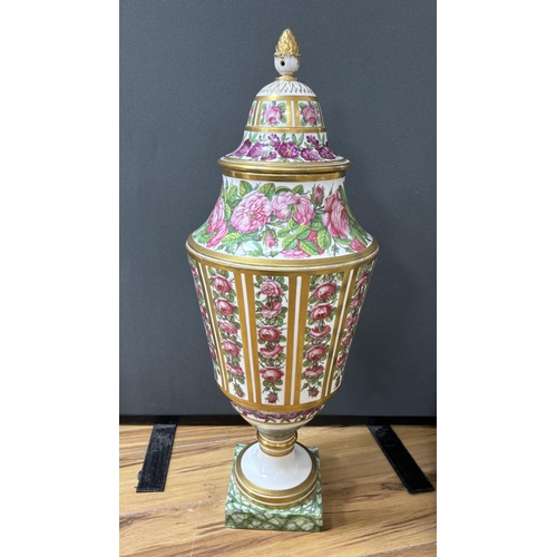 648 - An impressive 19th century Paris porcelain vase and cover gilt and floral decoration, 75cm high... 