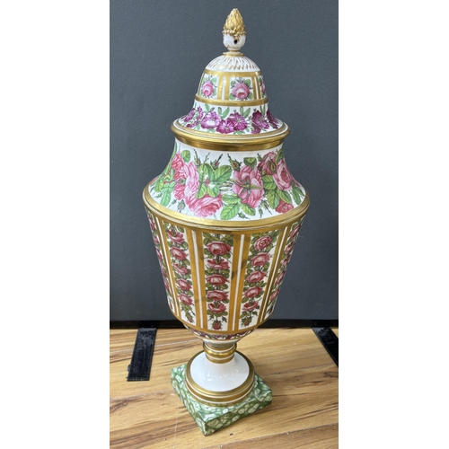 648 - An impressive 19th century Paris porcelain vase and cover gilt and floral decoration, 75cm high... 