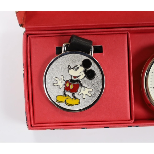 970 - A boxed limited edition Ingersoll Watch Company Mickey Mouse pocket watch and medallion, numbered 40... 